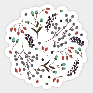 Woodland Berries - Black Sticker